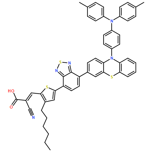 2-Propenoic acid, 3-[5-[7-[10-[4-[bis(4-methylphenyl)amino]phenyl]-10H-phenothiazin-3-yl]-2,1,3-benzothiadiazol-4-yl]-3-hexyl-2-thienyl]-2-cyano- 