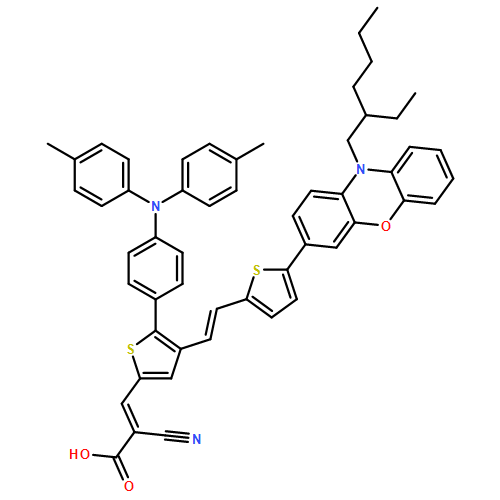 2-Propenoic acid, 3-[5-[4-[bis(4-methylphenyl)amino]phenyl]-4-[(1E)-2-[5-[10-(2-ethylhexyl)-10H-phenoxazin-3-yl]-2-thienyl]ethenyl]-2-thienyl]-2-cyano-, (2E)- 