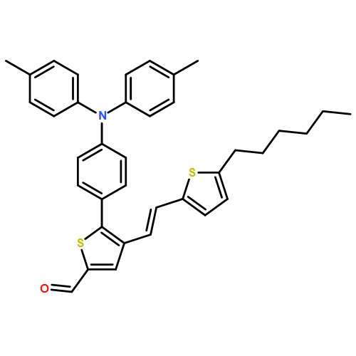 2-Thiophenecarboxaldehyde, 5-[4-[bis(4-methylphenyl)amino]phenyl]-4-[(1E)-2-(5-hexyl-2-thienyl)ethenyl]- 