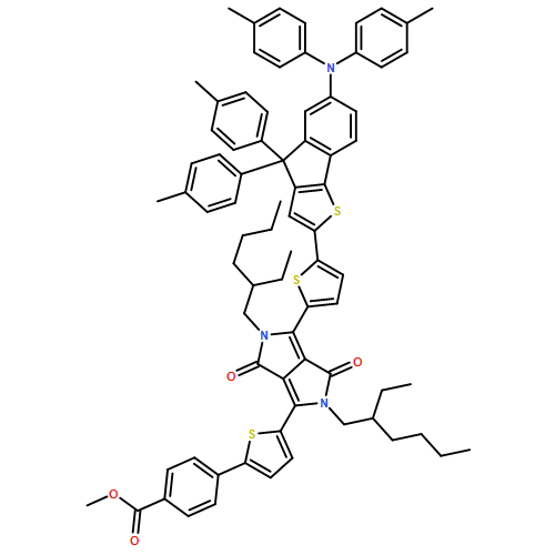 Benzoic acid, 4-[5-[4-[5-[6-[bis(4-methylphenyl)amino]-4,4-bis(4-methylphenyl)-4H-indeno[1,2-b]thien-2-yl]-2-thienyl]-2,5-bis(2-ethylhexyl)-2,3,5,6-tetrahydro-3,6-dioxopyrrolo[3,4-c]pyrrol-1-yl]-2-thienyl]-, methyl ester 