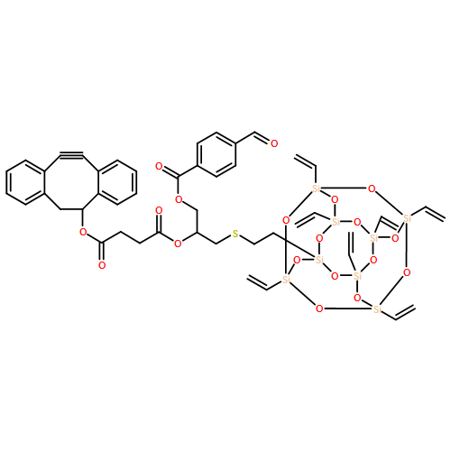 Butanedioic acid, 1-(11,12-didehydro-5,6-dihydrodibenzo[a,e]cycloocten-5-yl) 4-[2-[(4-formylbenzoyl)oxy]-1-[[[2-(3,5,7,9,11,13,15-heptaethenylpentacyclo[9.5.1.13,9.15,15.17,13]octasiloxan-1-yl)ethyl]thio]methyl]ethyl] ester 