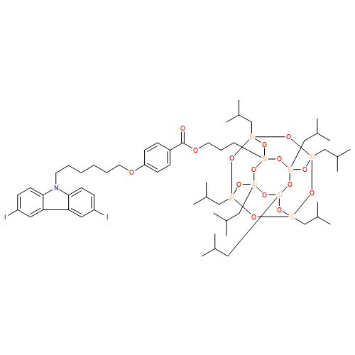 Benzoic acid, 4-[[6-(3,6-diiodo-9H-carbazol-9-yl)hexyl]oxy]-, 3-[3,5,7,9,11,13,15-heptakis(2-methylpropyl)pentacyclo[9.5.1.13,9.15,15.17,13]octasiloxan-1-yl]propyl ester 