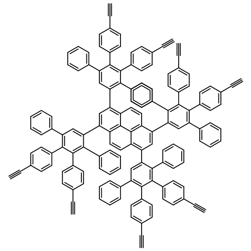 Pyrene, 1,3,6,8-tetrakis[4-ethynyl-6'-(4-ethynylphenyl)-5'-phenyl[1,1':2',1''-terphenyl]-3'-yl]- (9CI)