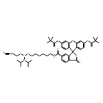 Propanoic acid,2,2-dimethyl-,1,1'-[6-[10-[bis(1-methylethyl)amino]-13-cyano-1-oxo-9,11-dioxa-2-aza-10-phosphatridec-1-yl]-3-oxospiro[isobenzofuran-1(3H),9'-[9H]xanthene]-3',6'-diyl]ester