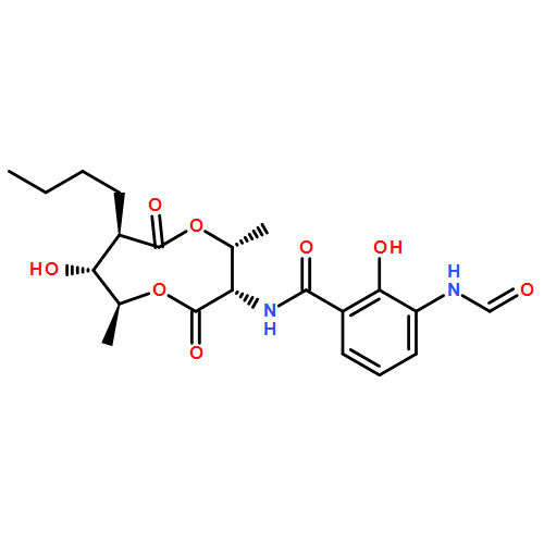 Benzamide, N-[(3S,4R,7R,8R,9S)-7-butyl-8-hydroxy-4,9-dimethyl-2,6-dioxo-1,5-dioxonan-3-yl]-3-(formylamino)-2-hydroxy-