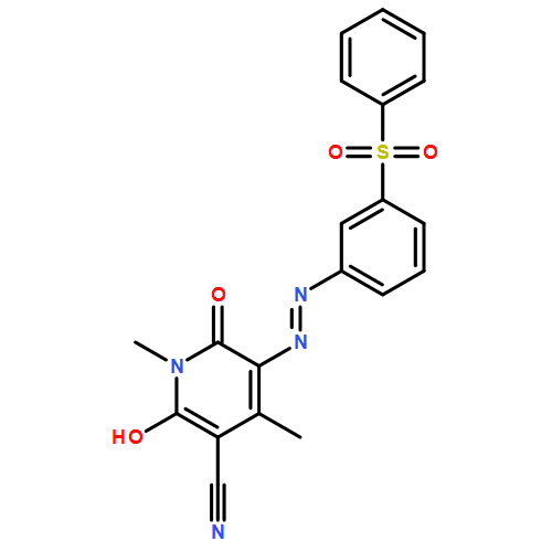 3-Pyridinecarbonitrile, 1,6-dihydro-2-hydroxy-1,4-dimethyl-6-oxo-5-[2-[3-(phenylsulfonyl)phenyl]diazenyl]-